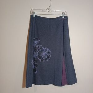 Life Is Good Blue and Purple Floral Skirt